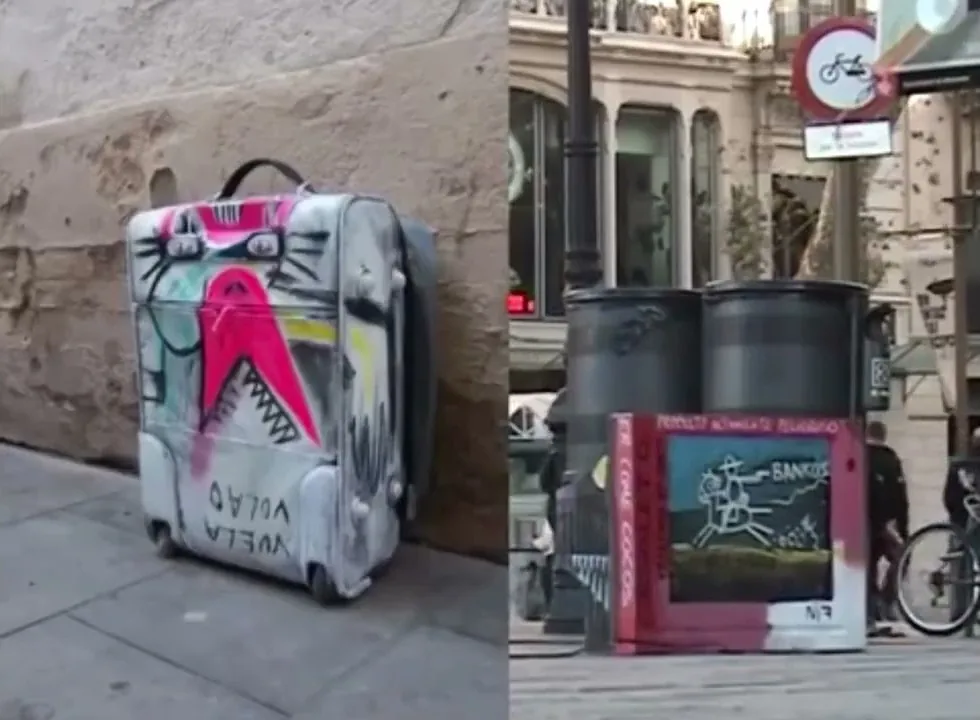 Acción en Barcelona en el 2010 - TRASH – Street-Art: Szene aus dem Art-Is-Trash-Video von Francisco de Pájaro