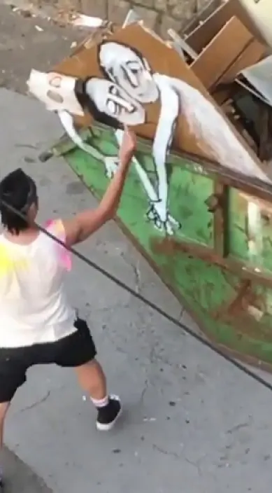 Arte urbano street art – Street-Art in Barcelona: Szene aus dem Art-Is-Trash-Video von Francisco de Pájaro