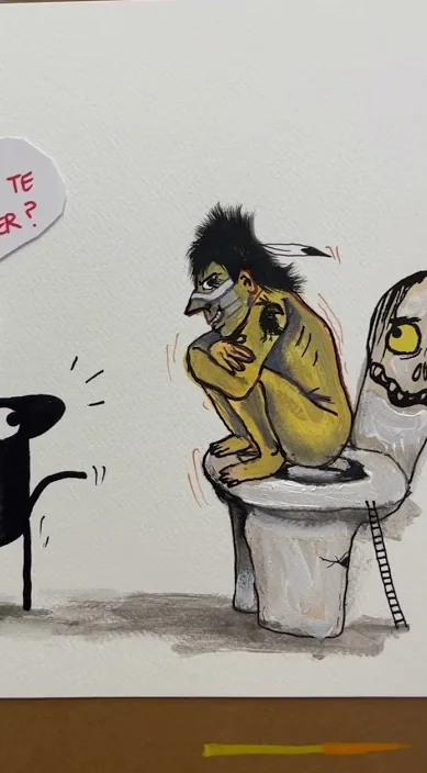 Artista ejemplar www. es – Street-Art: Szene aus dem Art-Is-Trash-Video von Francisco de Pájaro
