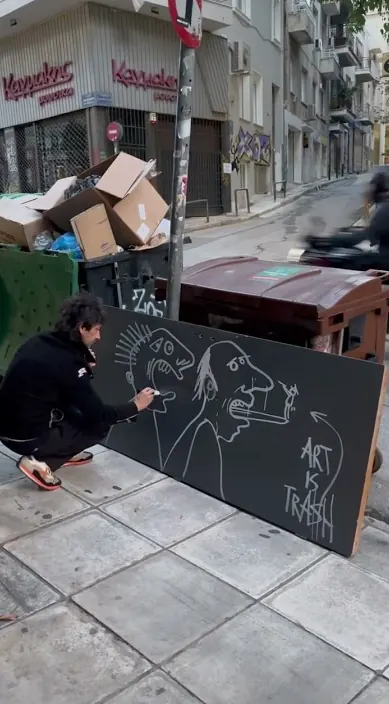 ATHENS www. es – Street-Art in Barcelona: Szene aus dem Art-Is-Trash-Video von Francisco de Pájaro