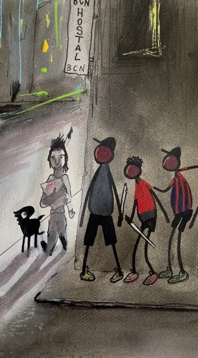 Barcelona www. es – Street-Art: Szene aus dem Art-Is-Trash-Video von Francisco de Pájaro
