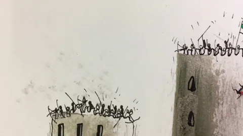 Batalla medieval – Street-Art in Barcelona: Szene aus dem Art-Is-Trash-Video von Francisco de Pájaro