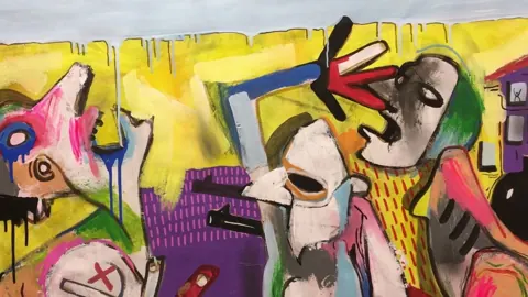 Días de ira. Pintura en el estudio – Street-Art in Barcelona: Szene aus dem Art-Is-Trash-Video von Francisco de Pájaro