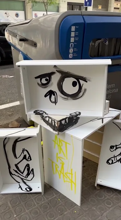 DOMINGO www. es – Street-Art in Barcelona: Szene aus dem Art-Is-Trash-Video von Francisco de Pájaro