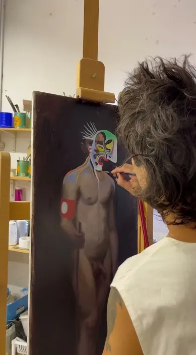 En el estudio. www. es – Street-Art: Szene aus dem Art-Is-Trash-Video von Francisco de Pájaro