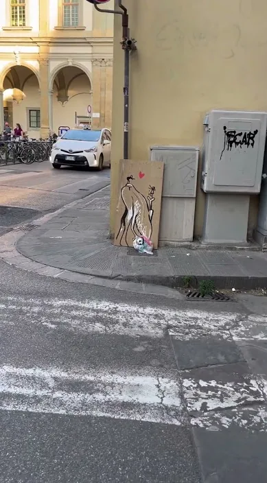Florencia, italia – Street-Art: Szene aus dem Art-Is-Trash-Video von Francisco de Pájaro