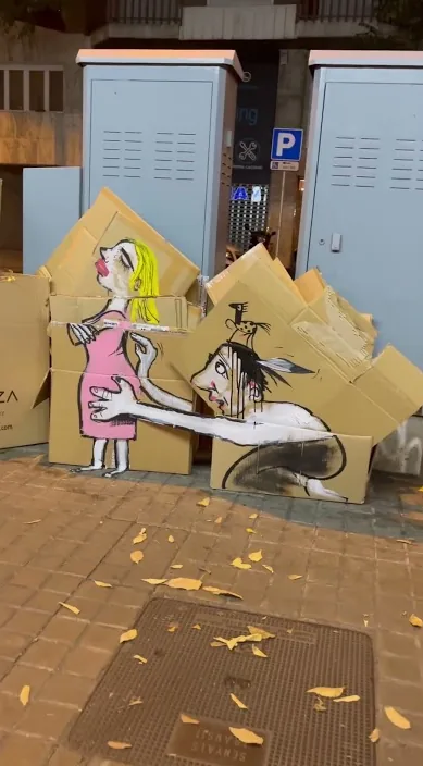 Hoy la vi al pasar – Street-Art in Barcelona: Szene aus dem Art-Is-Trash-Video von Francisco de Pájaro