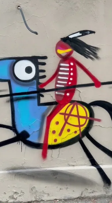 Indian power es – Street-Art in Barcelona: Szene aus dem Art-Is-Trash-Video von Francisco de Pájaro