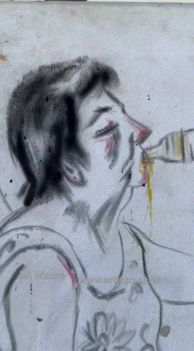 Porträtzeichnung der Mutter des Künstlers, in Zafra gezeigt, Art Is Trash