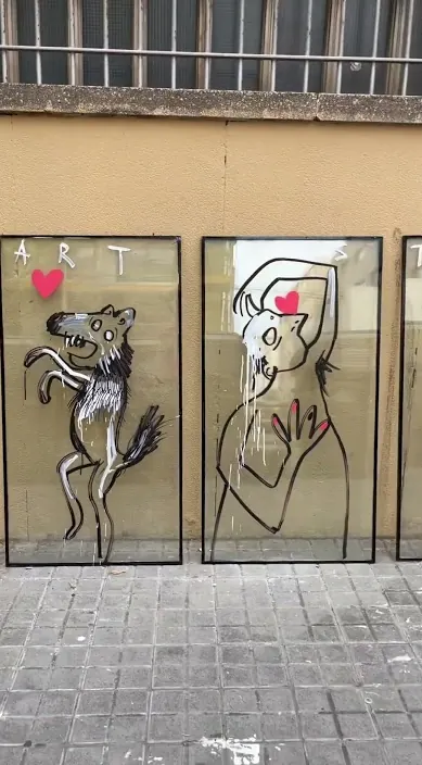 Pareja – Street-Art in Barcelona: Szene aus dem Art-Is-Trash-Video von Francisco de Pájaro
