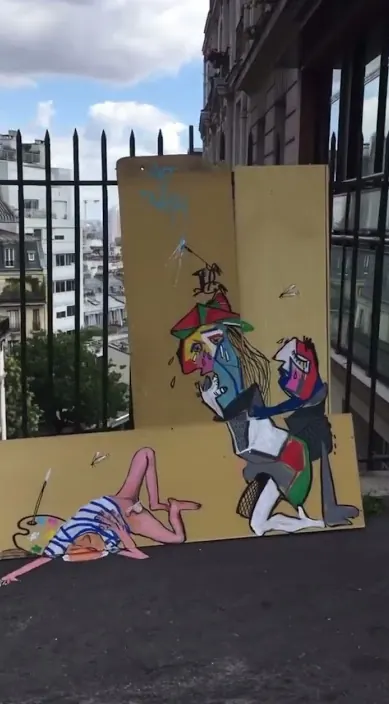 Picasso 50° aniversario es – Street-Art: Szene aus dem Art-Is-Trash-Video von Francisco de Pájaro