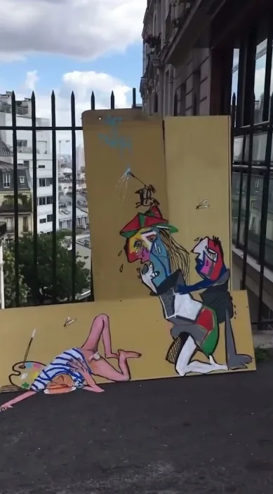 Picasso 50° aniversario es – Street-Art: Szene aus dem Art-Is-Trash-Video von Francisco de Pájaro