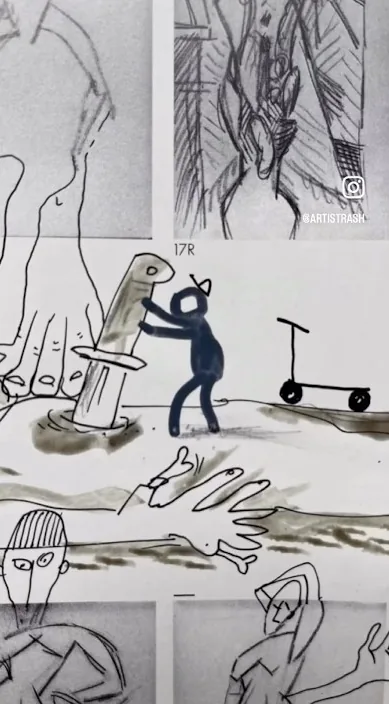Pintando con picasso – Street-Art in Barcelona: Szene aus dem Art-Is-Trash-Video von Francisco de Pájaro