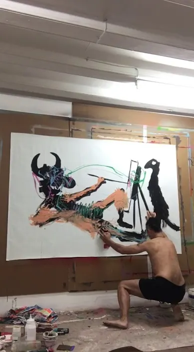 Pintura espontánea segundo acto – Street-Art in Barcelona: Szene aus dem Art-Is-Trash-Video von Francisco de Pájaro