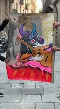 Pintura terminada de – Street-Art in Barcelona: Szene aus dem Art-Is-Trash-Video von Francisco de Pájaro