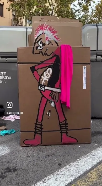 SÚPER TRASH: el anti héroe de la basura – Street-Art in Barcelona: Szene aus dem Art-Is-Trash-Video von Francisco de Pájaro