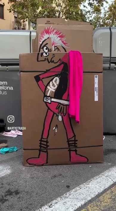 SÚPER TRASH: el anti héroe de la basura – Street-Art in Barcelona: Szene aus dem Art-Is-Trash-Video von Francisco de Pájaro