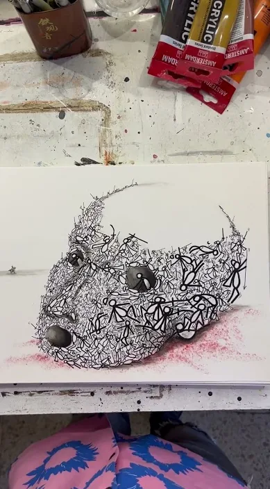 Toda la vida igual. www. es – Street-Art: Szene aus dem Art-Is-Trash-Video von Francisco de Pájaro