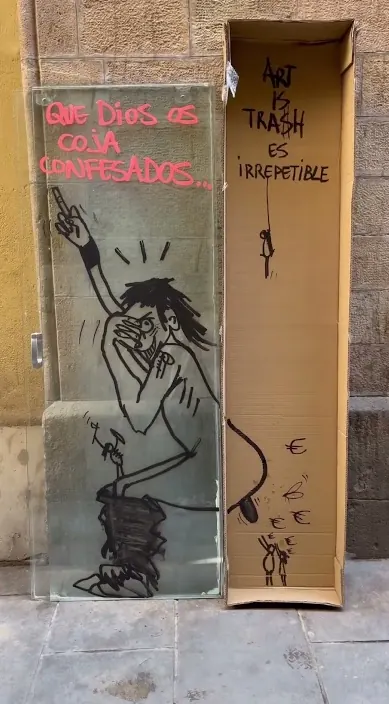 Todo lo que cago es oro es – Street-Art in Barcelona: Szene aus dem Art-Is-Trash-Video von Francisco de Pájaro
