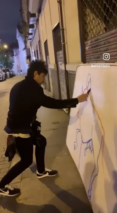 Toreando en madrid. www. es – Street-Art: Szene aus dem Art-Is-Trash-Video von Francisco de Pájaro