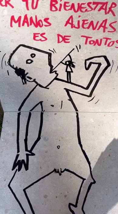 Tu bienestar es sagrado – Street-Art in Barcelona: Szene aus dem Art-Is-Trash-Video von Francisco de Pájaro